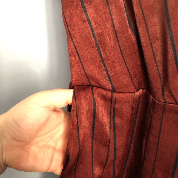 Anthropologie J.O.A. Burgundy Striped Jumpsuit - Picture 9 of 11